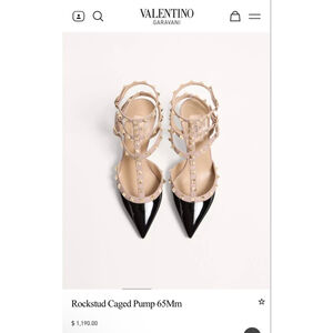 New Valentino Garavani Rockstud Caged Pump Black Beige Heels 39/9